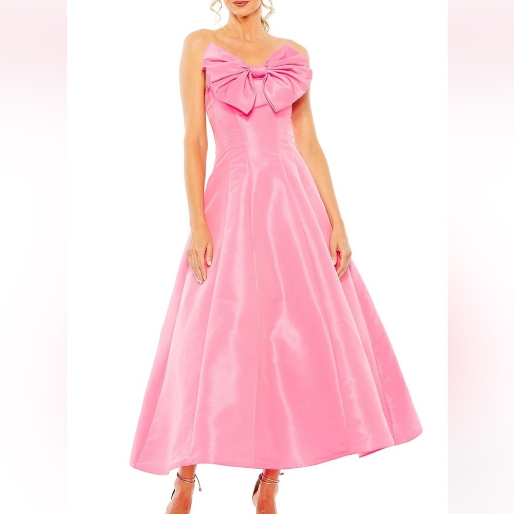 Mac Duggal Pink Midi Dress with Bow